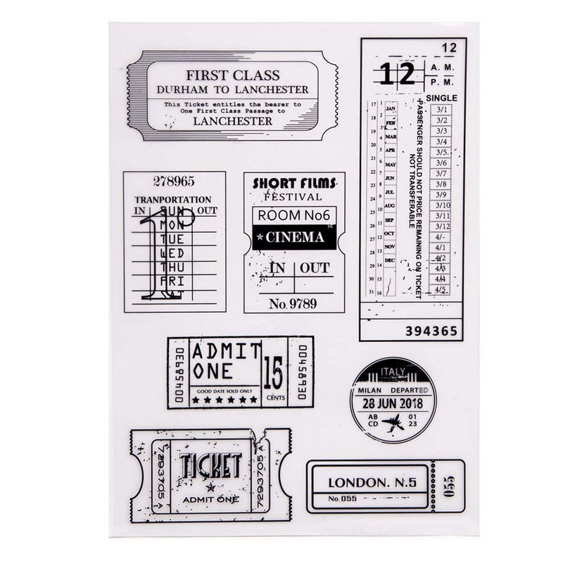 Arrietty Vintage Retro Style Ticket Journey Postage Travel Clear Stamps for Card Making Decoration and DIY Scrapbooking Tools Rubber Stamps-A1763 - Image 1